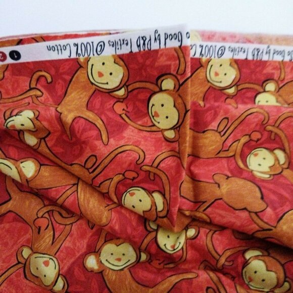 vintage Safari So Good by P&B Textiles fabric Monkey sewing quilting 44" x 72" - Picture 5 of 5